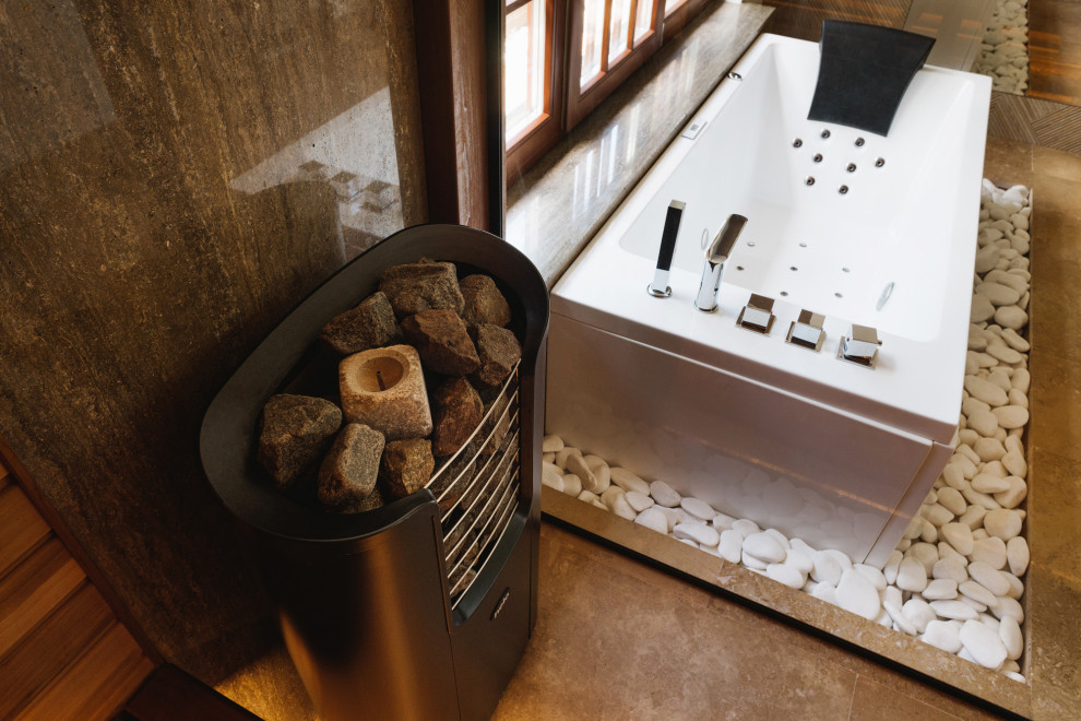 Сопряжение сауны и ванной комнаты.