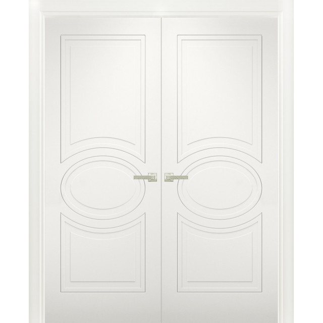 Solid French Double Doors / Mela 7001 Matte White, 48" X 80" ( 2* 24x80)