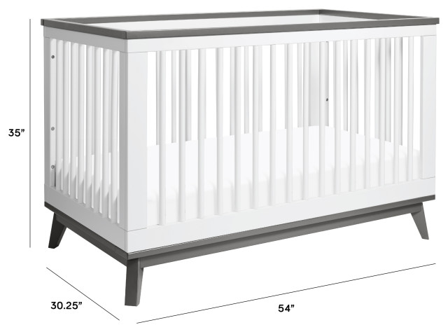 Scoot 3-in-1 Convertible Crib with Toddler Bed Conversion Kit, White and Slate