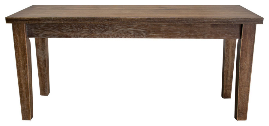 Transitional Antique-Style Natural Oak Dining Room Bench