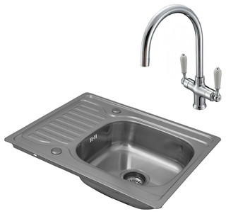 Enki Single Bowl Inset Square Stainless Steel Sink Drainer And