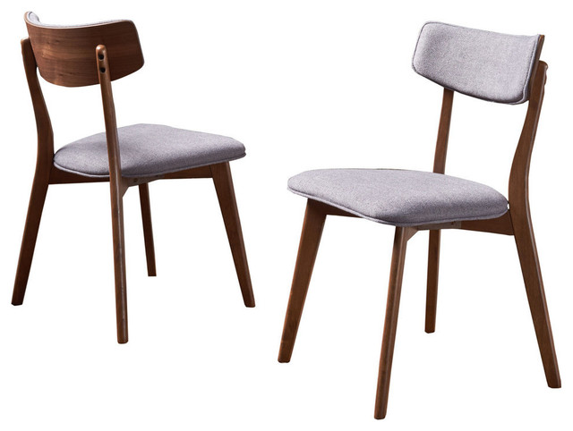 Gertrude Mint Fabric with Walnut Finish Mid Century Modern Dining Chairs Set of 2