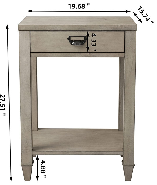 Solid Wood End Table with Drawer and Storage Shelf - Contemporary ...