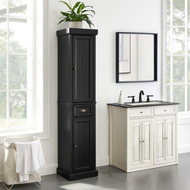 Seaside Tall Linen Cabinet Distressed - Transitional - Bathroom ...