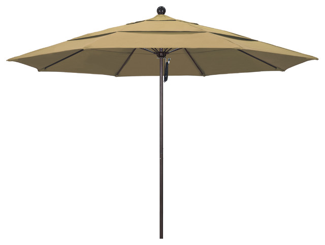 11' Fiberglass Umbrella Bronze, Olefin, Champagne, 11'