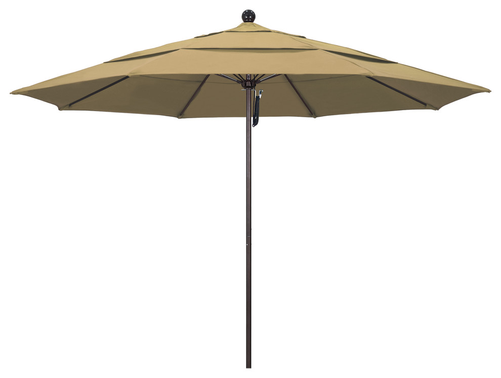 11' Fiberglass Umbrella Bronze, Olefin, Champagne, 11'