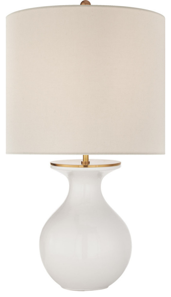 Albie Desk Lamp, 1-Light, New White, Cream Linen Shade, 25.25"H
