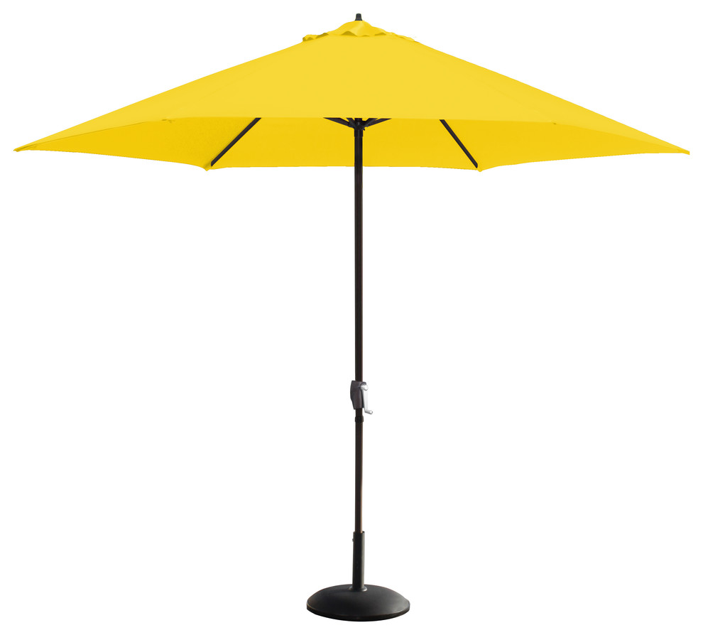 11' Aluminum Market Umbrella, Crank Open, No Tilt, Polyester, Yellow