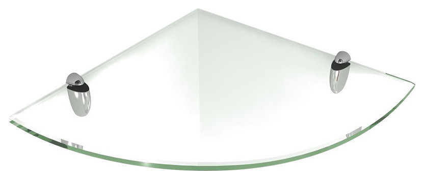 Floating Clear Glass Shelves(Corner)16x16 inch w/ chrome brackets