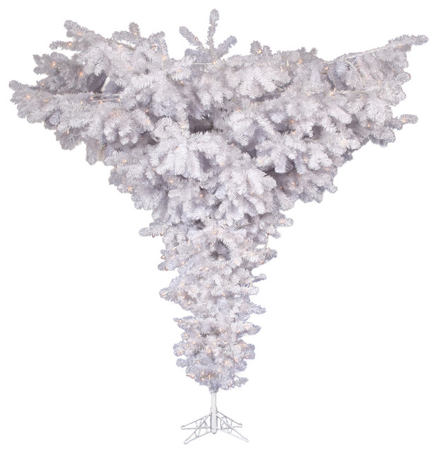 Pre Lit Crystal White Spruce Artificial Upside Down Christmas Tree Clear 75 Pre Lit Crystal White Spruce Artificial Upside Down Christmas Tree Clear 75