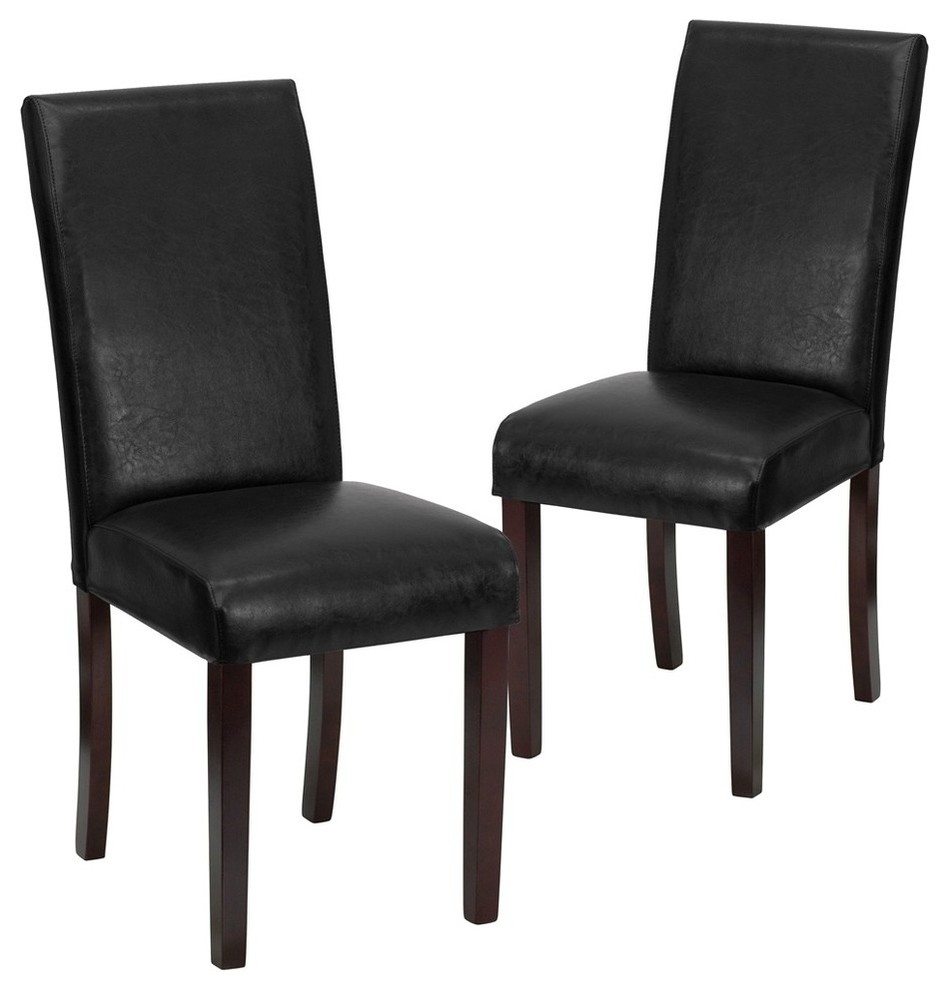 Leather Upholstered Parsons Chairs, Set of 2 Transitional Dining