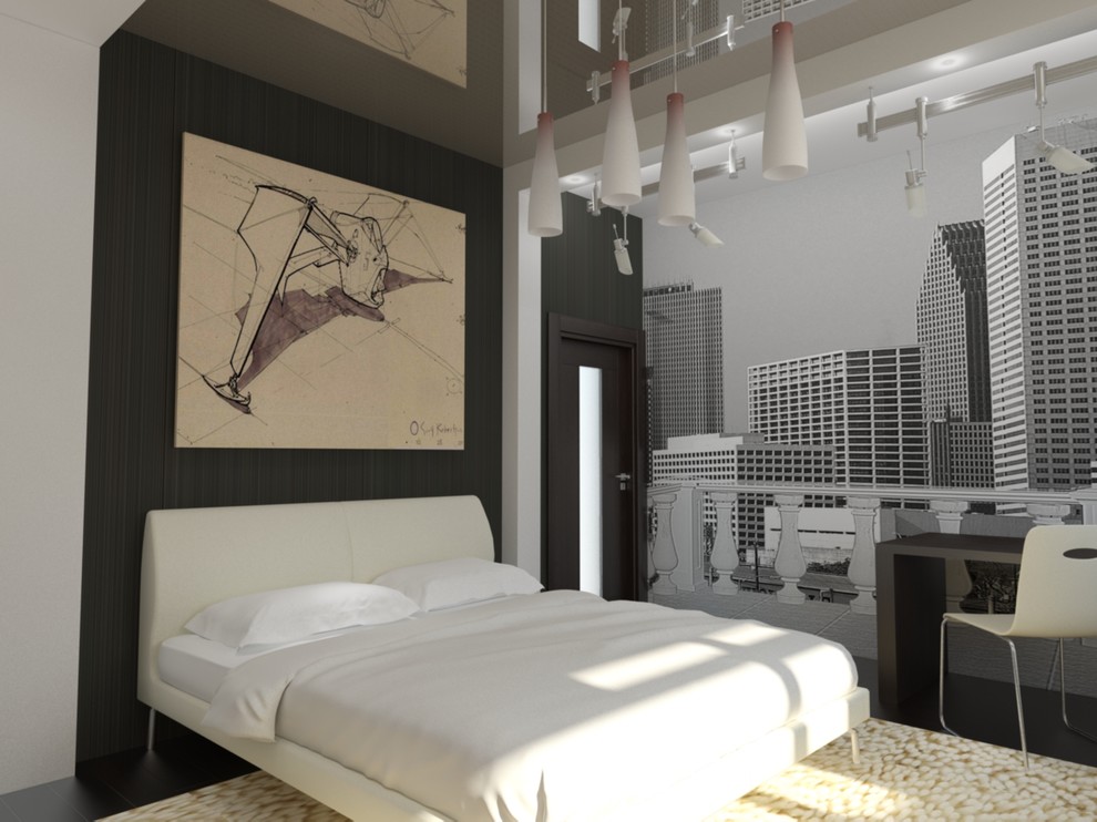 Интерьер загородного дома с красными акцентами