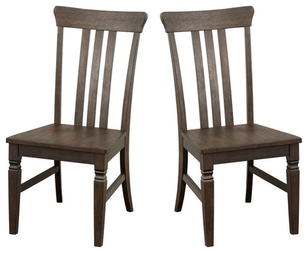 A-America Kingston Slatback Dining Side Chair in Dark Brown and Gray (Set of 2)