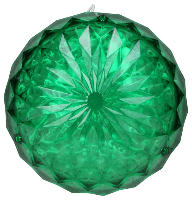 6" LED Lighted Green Crystal Sphere Outdoor Christmas Decoration