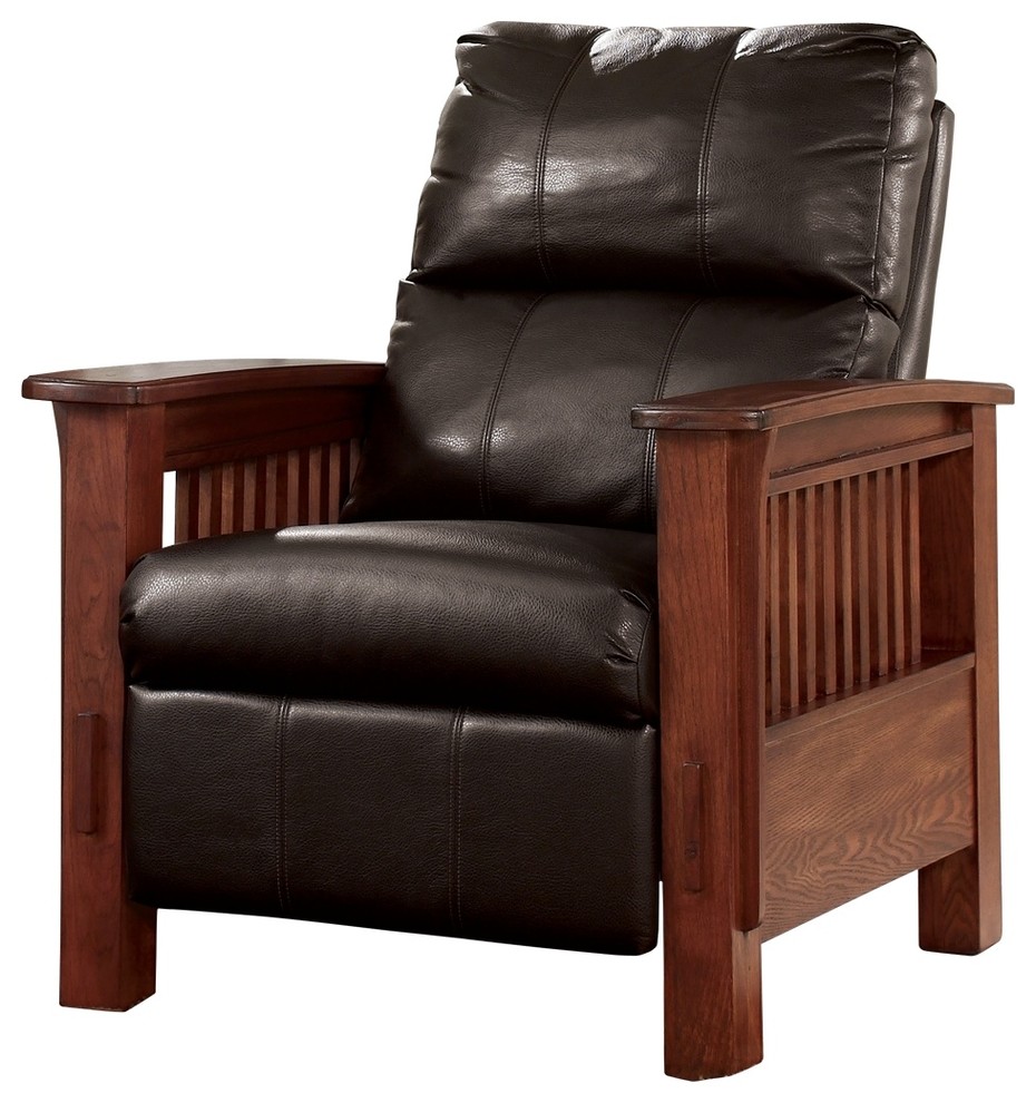 Ashley Furniture Santa Fe High Leg Faux Leather Recliner in Chocolate