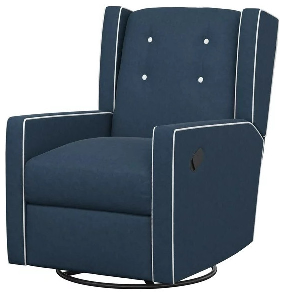 Recliner Glider Chair, Comfortable Seat With Swiveling Function, Dark Blue