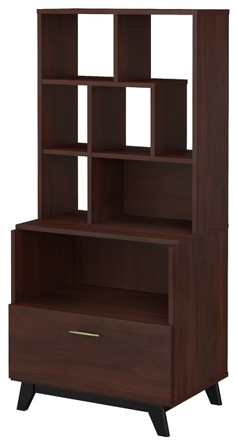 Office By Kathy Ireland Centura Lateral File Cabinet With Bookcase Hutch Midcentury Bookcases By Bush Industries