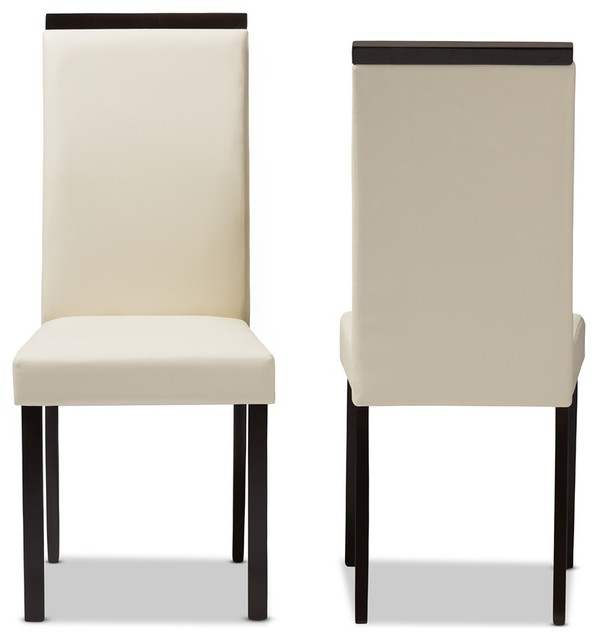 Modern and Contemporary Cream Faux Leather Upholstered Dining Chairs ...