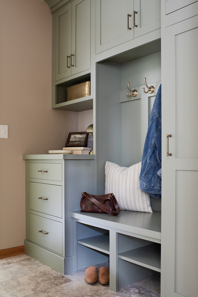 Example of a mid-sized transitional home design design