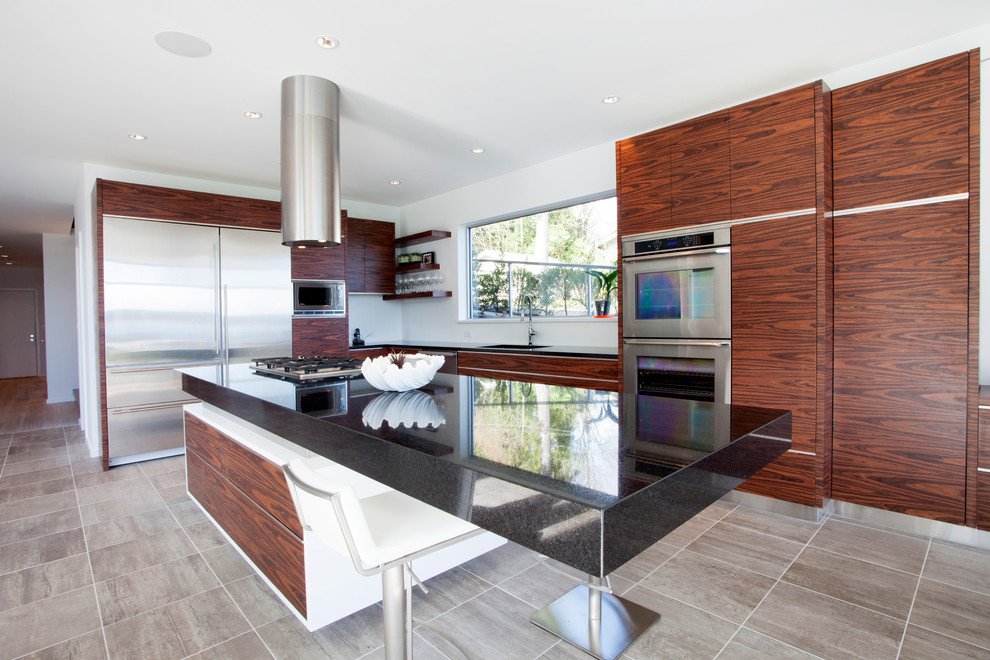 Example of a minimalist kitchen design in Vancouver