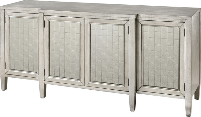 Emmaline Antique Silver Leaf Cabinet Transitional Buffets And