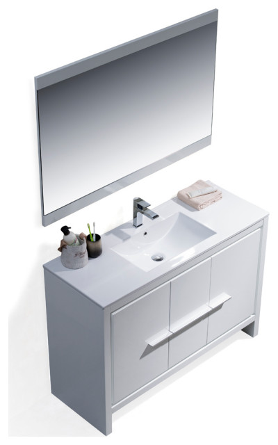 Milan 48 Vanity Set With Mirror, 48 Bathroom Vanity Set With Mirror