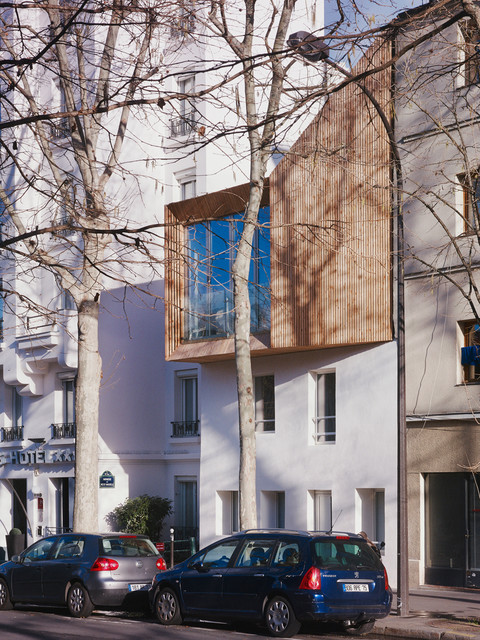 Sur&eacute;l&eacute;vation bois &agrave; Paris trendy-hus-og-facade