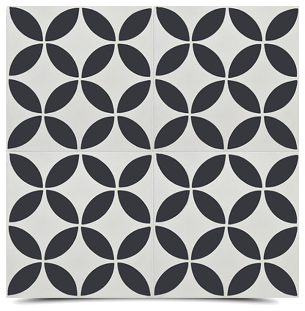 8 X8 Amlo Handmade Cement Tile Black And White Set Of 12 8 X8 Amlo Handmade Cement Tile Black And White