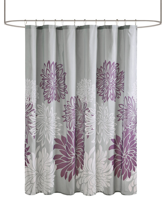 Madison Park Essentials Maible Printed Floral Shower Curtain, Purple ...