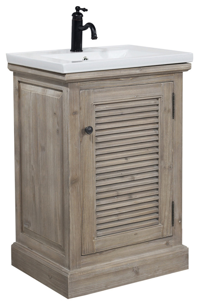 Rustic Style 24 Inch Bathroom Vanity With Ceramic Single Sink No Faucet Farmhouse Vanities And Consoles By Infurniture Inc Houzz - Rustic Farmhouse Bathroom Vanity 24 Inch