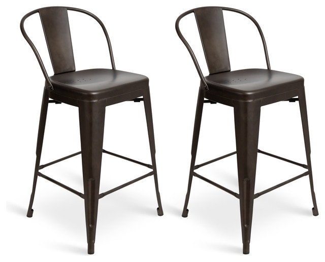 Welborn Metal Bar Stool With Backrest Pewter 2 Piece Welborn Metal Bar Stool With Backrest Pewter 2 Piece Stools And Counter By Uniek Inc
