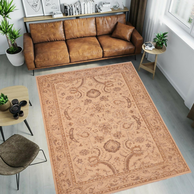 Shabby Chic Ziegler Armando Tan Brown HandKnotted Wool Rug 6'1'' x 9