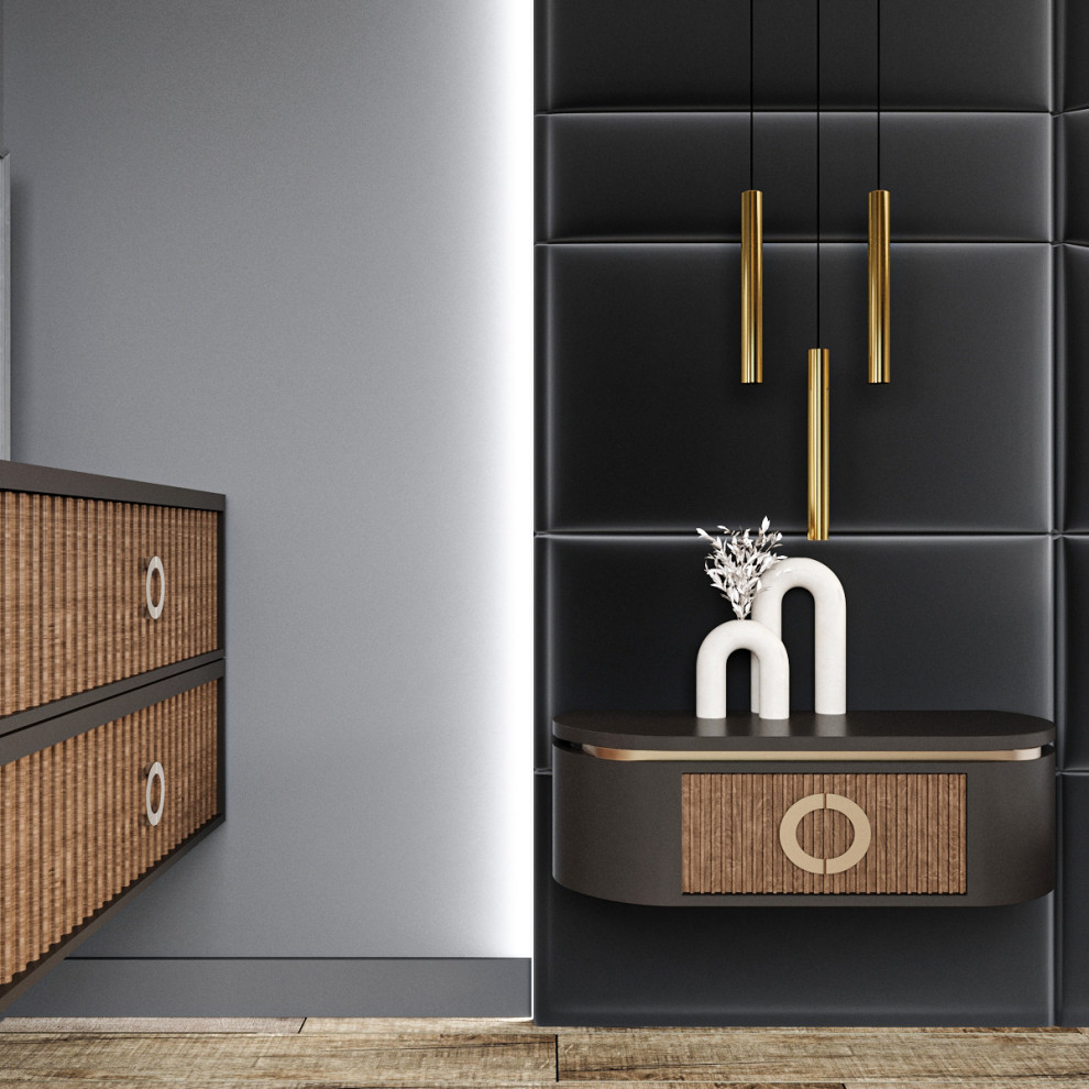 Современные оттенки серого и уютного дерева)