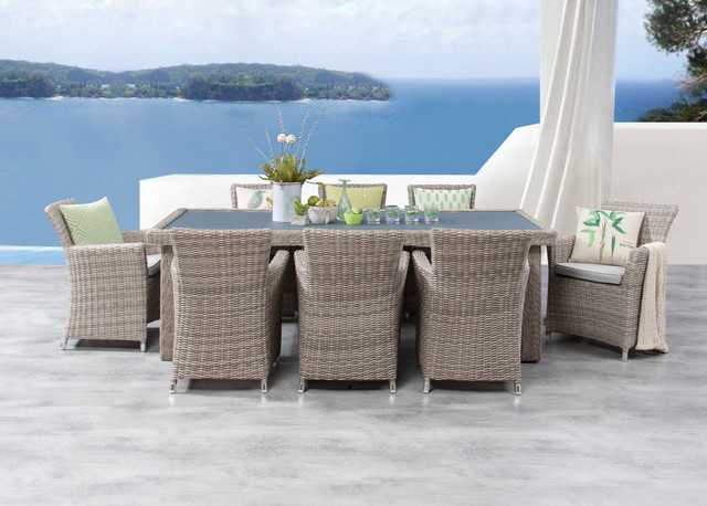 Savannah 9 Pce Outdoor Wicker Dining Set Modern Patio Sydney