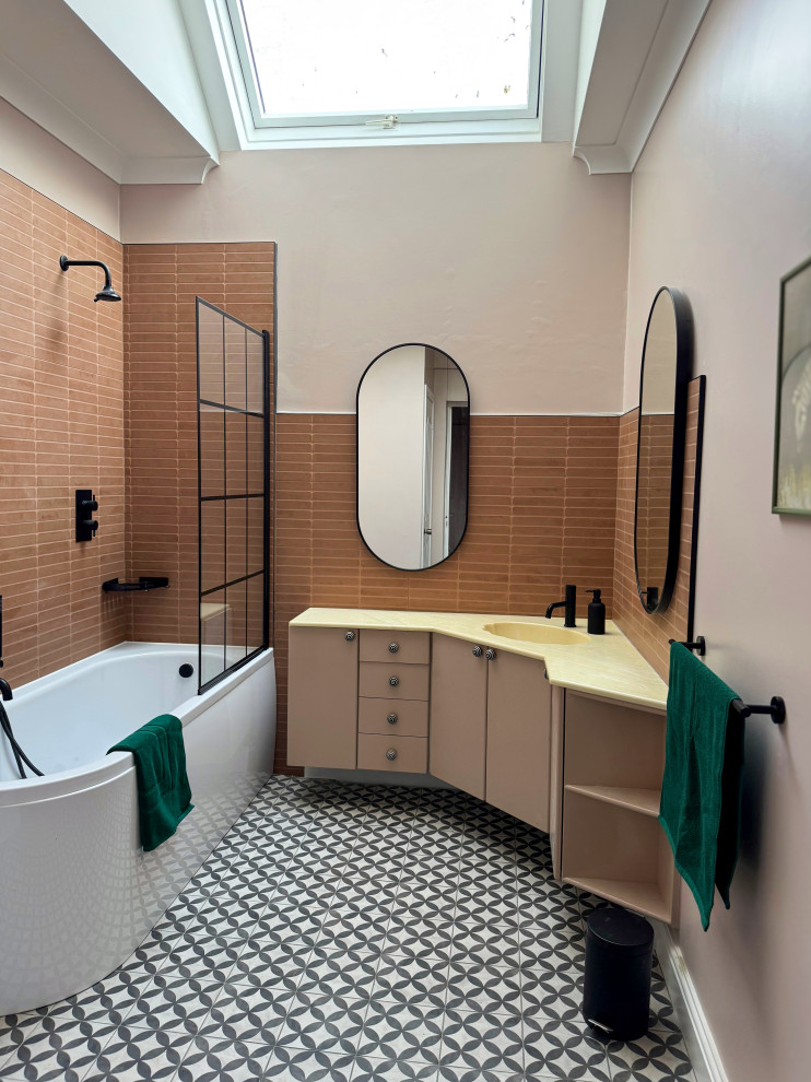 Terracota coloured bathroom in Sutton