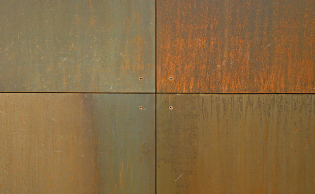 Rust Veil Countersunk Floating Steel Wall Panels