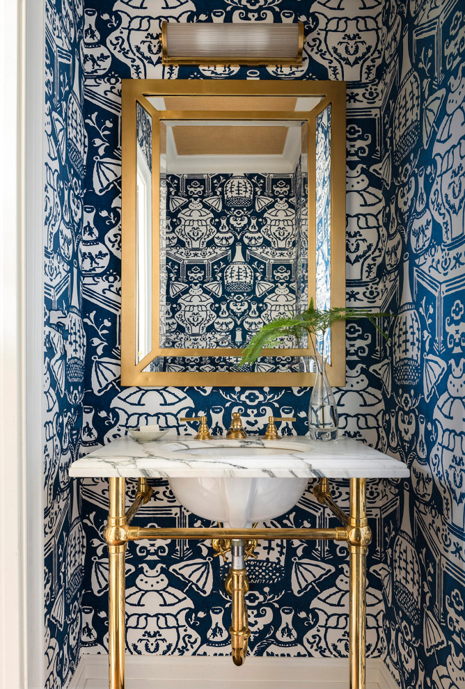 Inspiration for a traditional powder room in Houston.