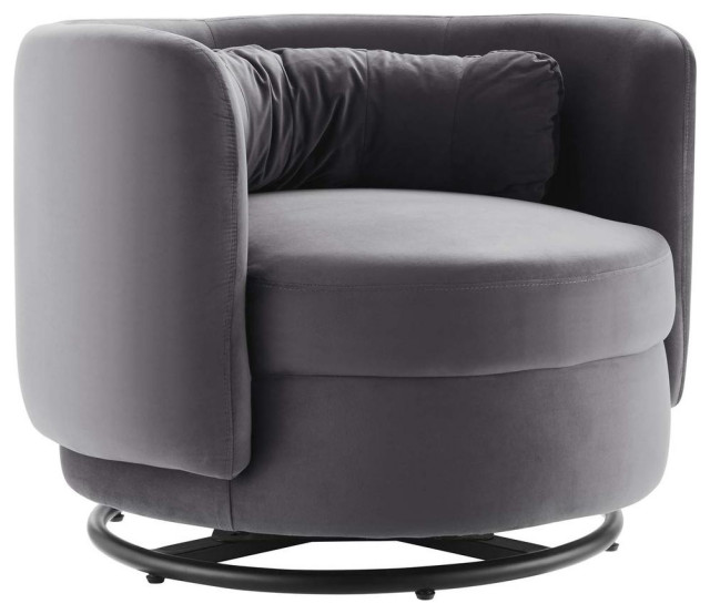 Relish Performance Velvet Performance Velvet Swivel Chair Black Gray