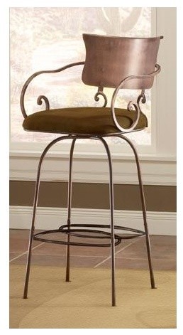 Rustic Swivel Stool w Upholstered Seat (30 in