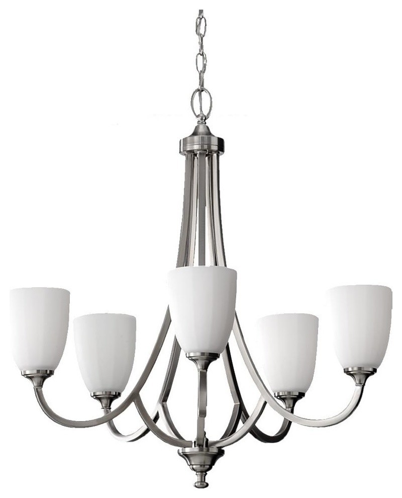 Perry Brushed Steel Five-Light Single Tier Chandelier