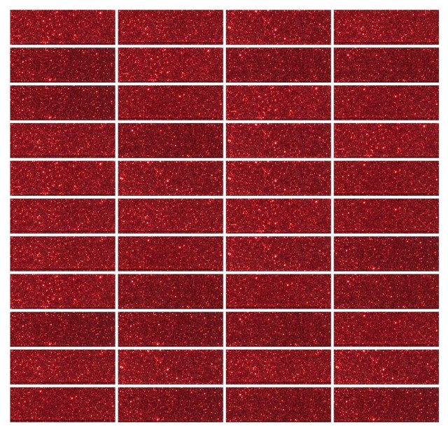 Red Glitter Glass Subway Tile Stacked - Contemporary - Mosaic Tile - by