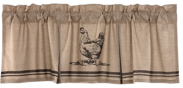 Farmhouse Kitchen Curtains Miller Farm Chicken Valance Rod Pocket