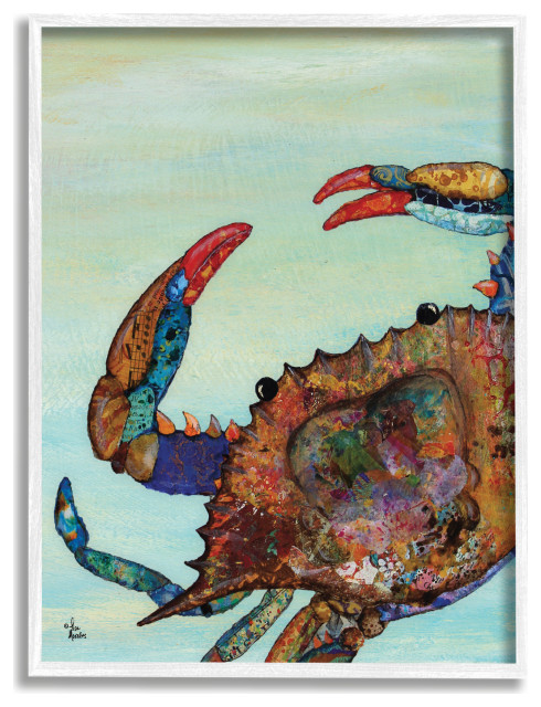 Colorful Crab on Sand Aquatic Animal Painting, 11 x 14