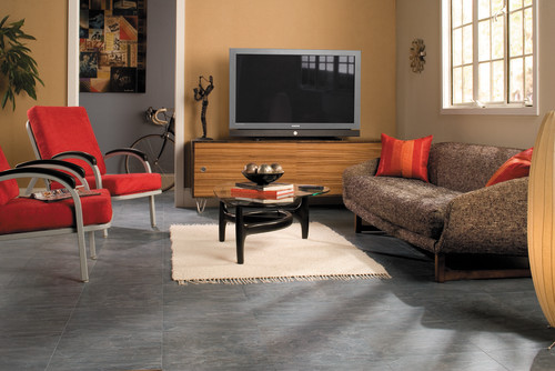 Quadra Charcoal Grey Tiles Uf1019 Contemporary Living Room Example Of A Trendy Living Room Design In Dallas