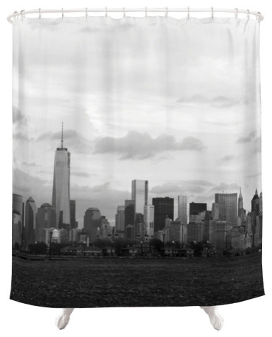 Manhattan Skyline Fabric Shower, Chicago Skyline Shower Curtain