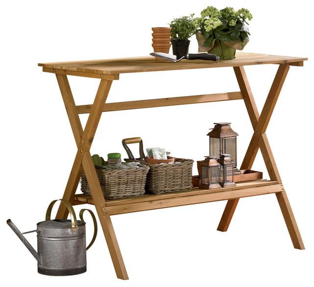 Simple Potting Bench Console Table Transitional Potting