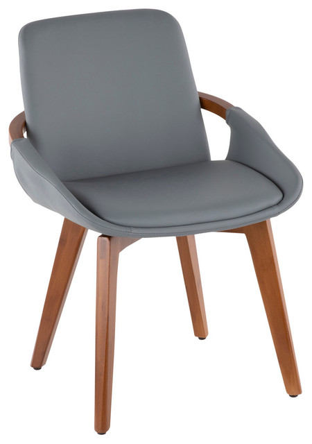 Lumisource Cosmo Chair, Walnut and Gray PU Leather