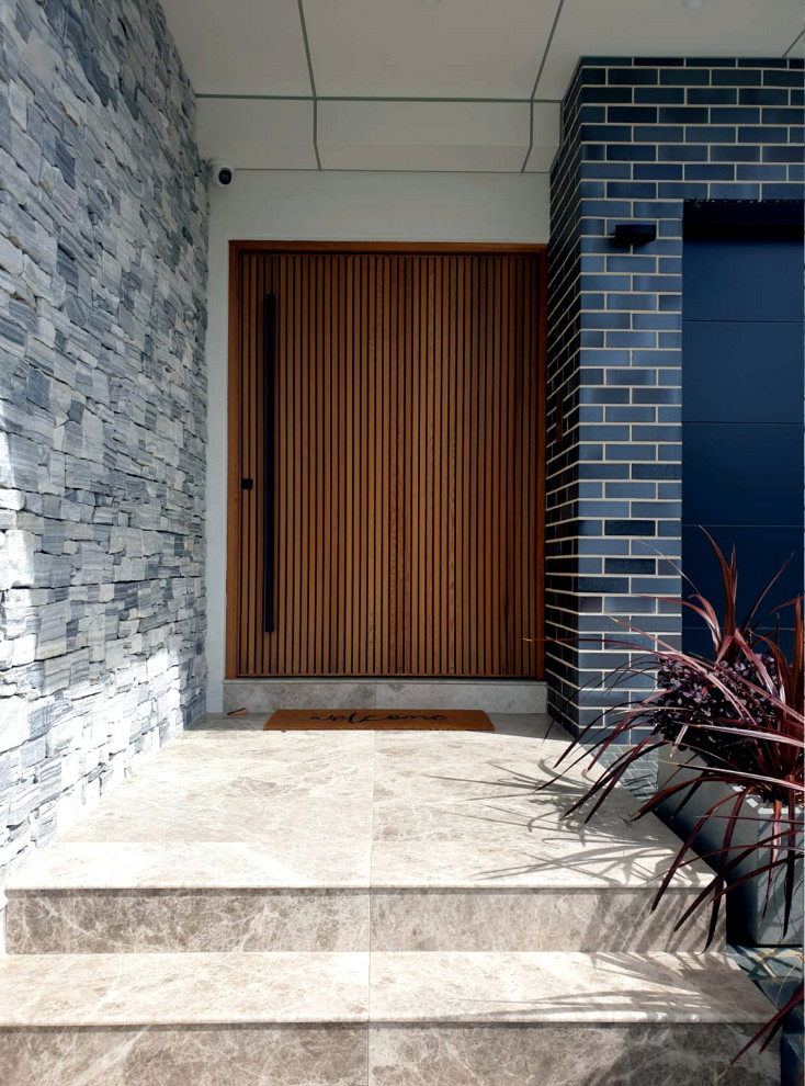 Imagen de puerta principal actual con puerta pivotante