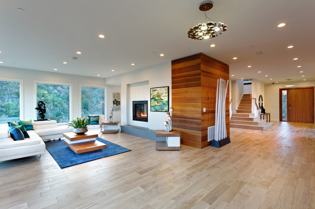 Open floor plan contemporary-vardagsrum