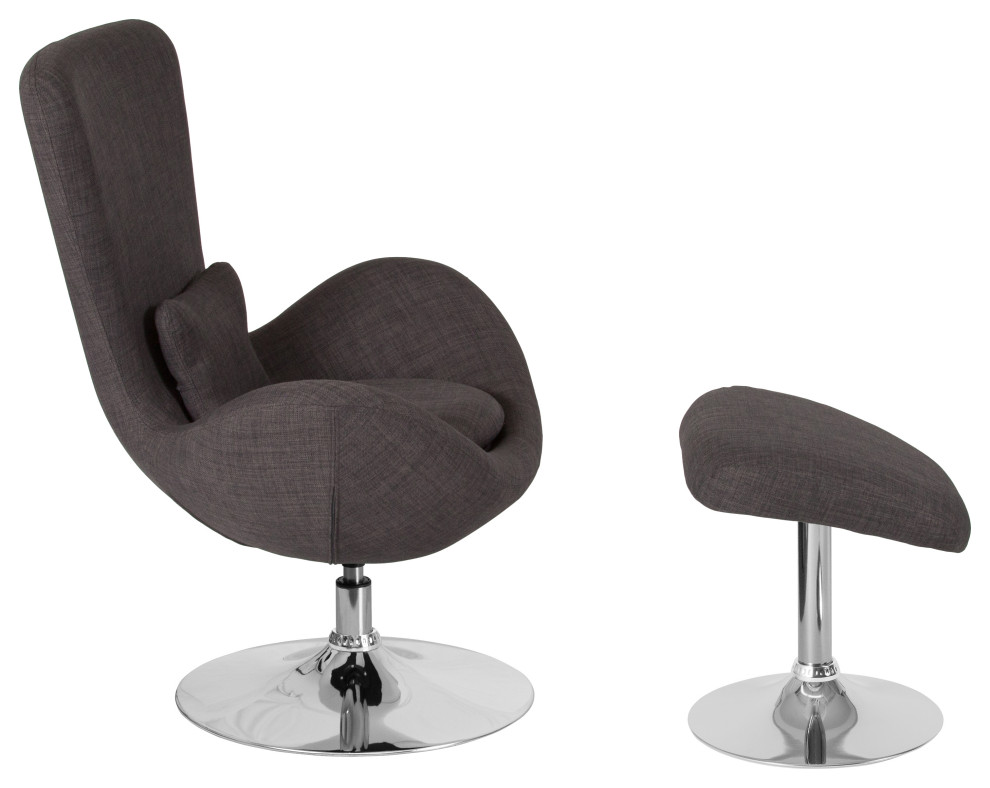 dark gray chair with ottoman